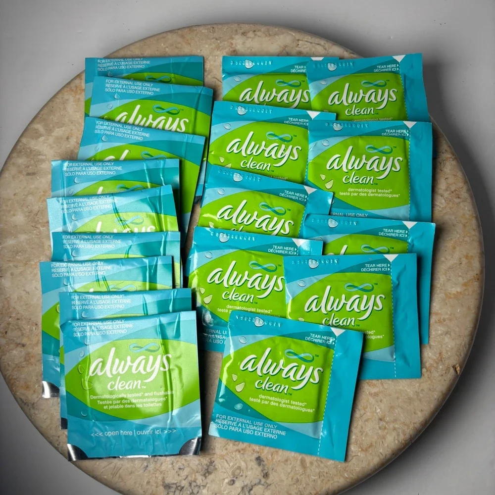 READ Always Clean Feminine Wipes 18ct Teal Individually Wrapped Travel‎ Size